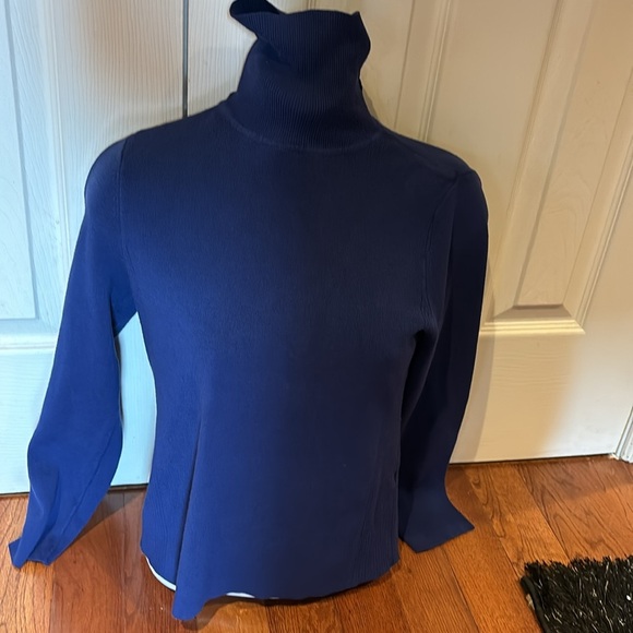 Chicos blue turtle neck sweater Sz 1 - Picture 10 of 11
